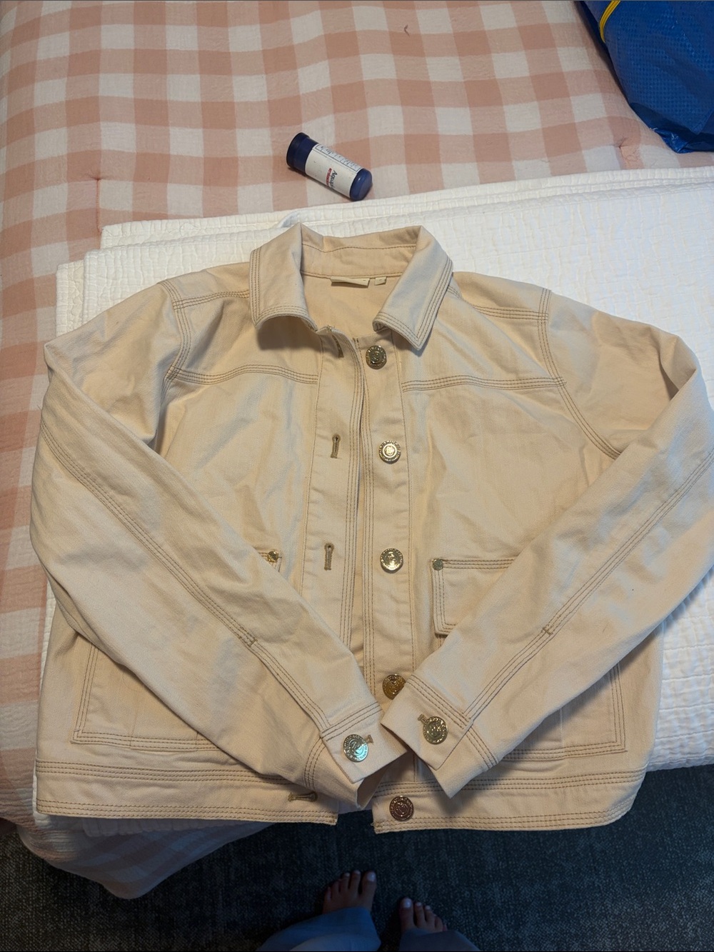 Spartina 449 Cream Button-Front Jean Jacket